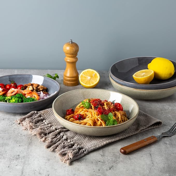 AmorArc 8.5'' Large Pasta Bowls, 36oz Stoneware Pasta Serving Bowls Set of 4 - Image 7