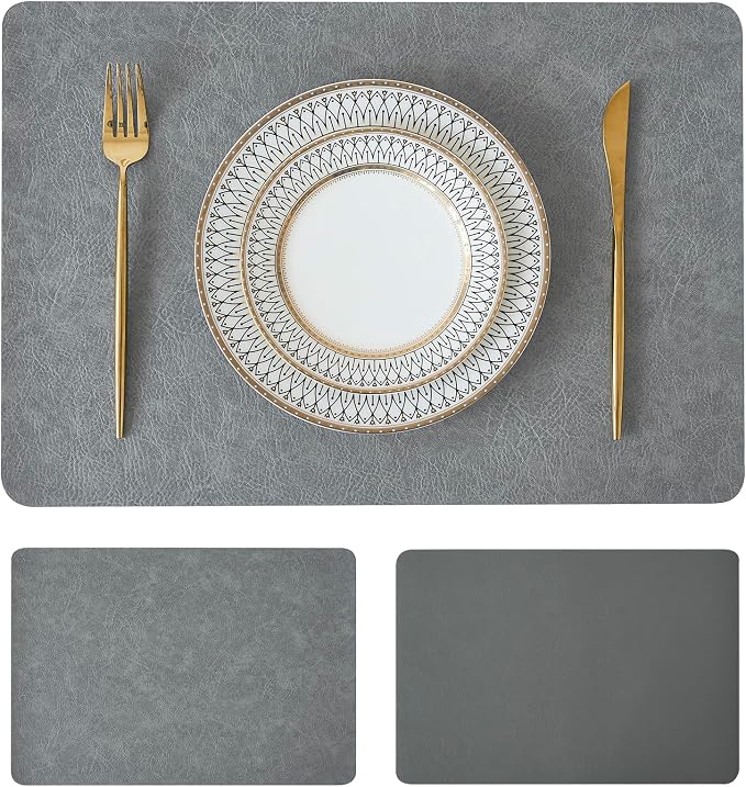 Leetaltree Reversible Faux Leather Placemats Set of 2, 12x17 Inch – by Leetaltree-ArtatEveryTable