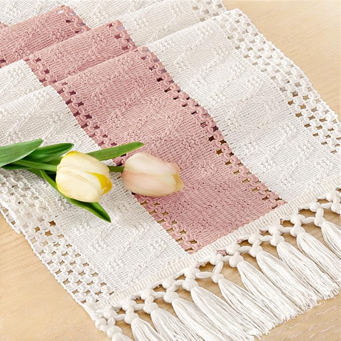 Boho Table Runner Summer Farmhouse Rustic Dining Dresser Scarf Home Decor | by Socomi