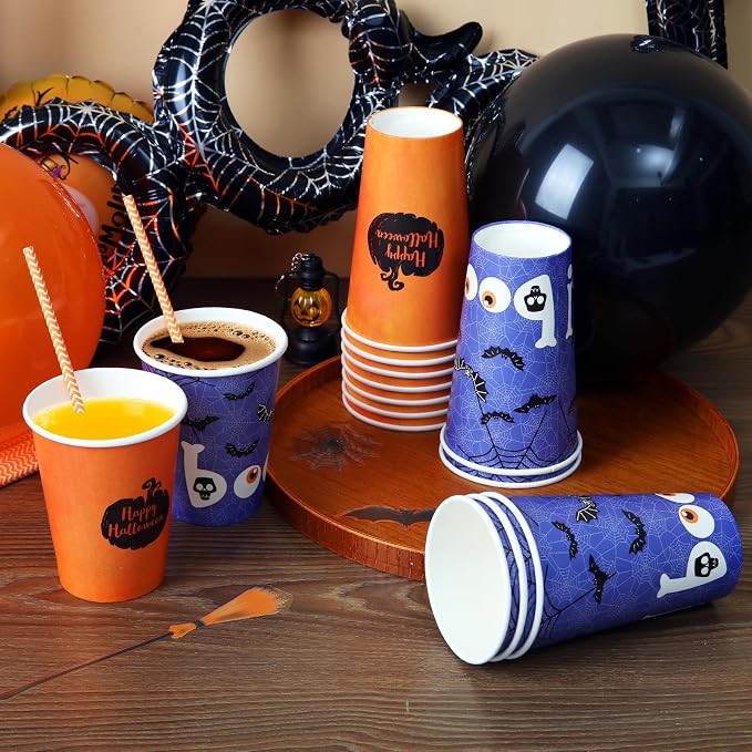Tamone 100 PACK Halloween Cups 16OZ Disposable Coffee Cups - Image 5