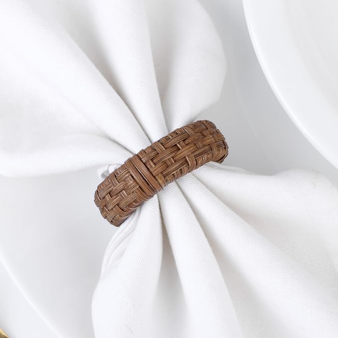 Natural Cane Napkin Rings Set of 50, Handwoven Table Decor, Bohemian Coastal - Image 6