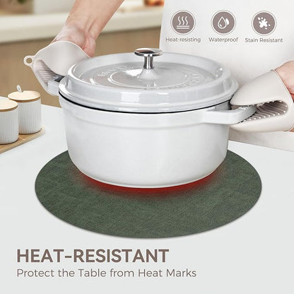 13" Round Placemats Set of 8, Reversible Faux Leather Heat Resistant Table Mats - Image 3
