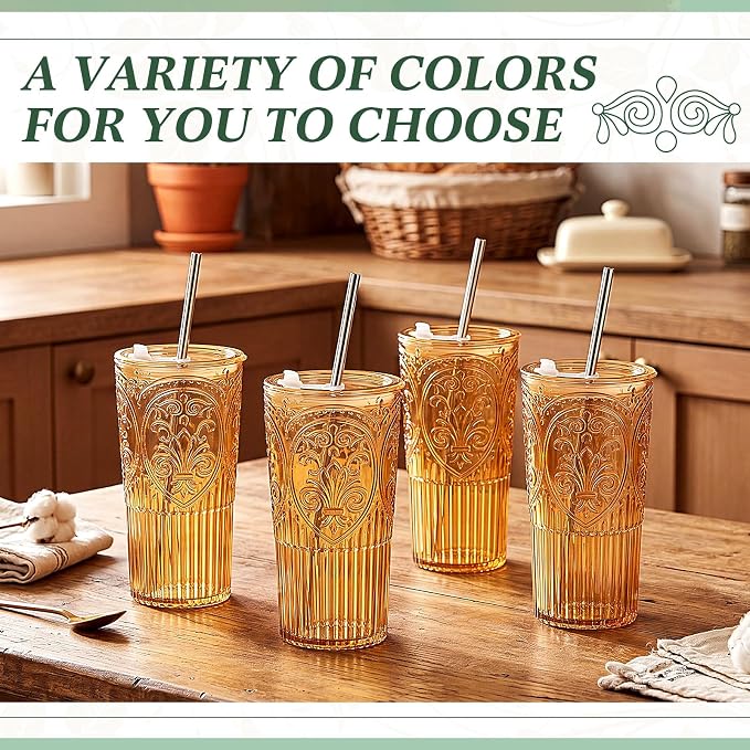 4 Set 20oz Vintage Plastic Tumbler - Image 4