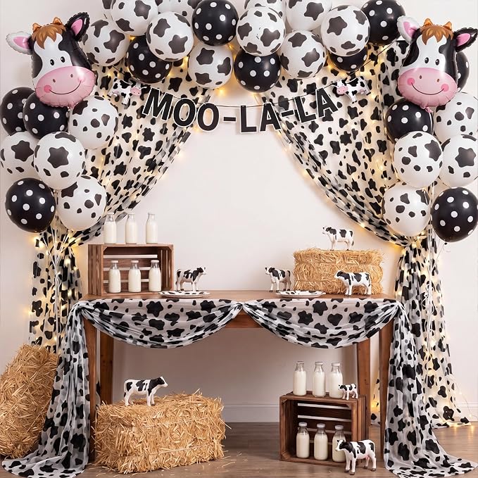 4 Pcs Cow Print Table Runners 29 x 70 inch Cow Print Glitter Lace Table Runner - Image 4