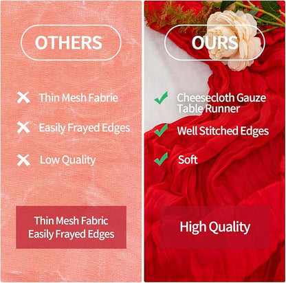 6 Pack Red Cheesecloth Table Runner 22x120 Inch | 10Ft Boho Gauze Sheer Rustic - Image 6