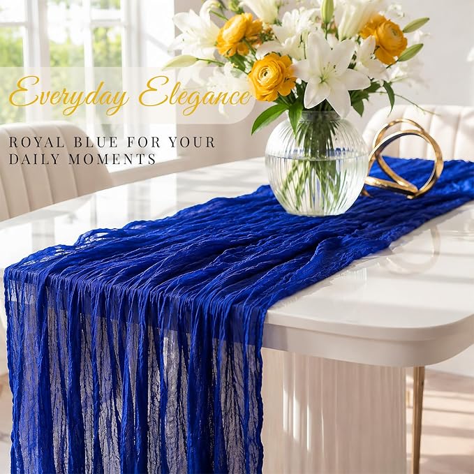 10 Pack Royal Blue Table Runner 10FT Gauze Cheesecloth Table Runner | 21x120 - Image 5