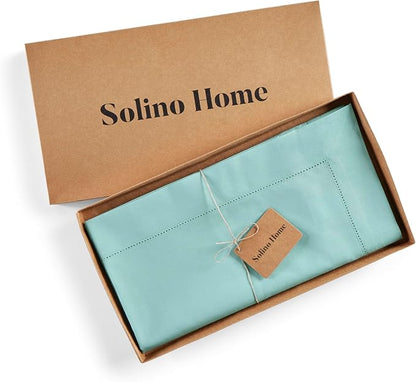 Solino Home Cotton Linen Dining Table Runner Pastel Turquoise, 14 x 90 in | - Image 4