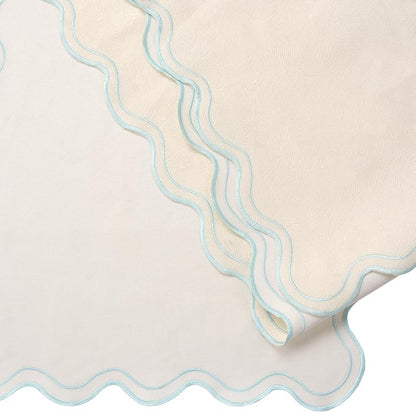 Cream Table Runner 15 x 70 Inch, Modern Farmhouse Scalloped Dresser Runners - Image 4