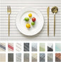 Placemats Set of 12 Vinyl/Plastic Woven Place Mats for Kitchen Table Indoor/Outdoor Washable Placemat Wipeable Dining Table Mats (White Stripes,12)