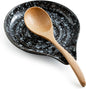 LAUCHUH Spoon Rest for Stove Top, 5 inch Cooking Spoon Holder for Kitchen Countertop Large Ladle Holder for Spatula, Spoons or Tong, Farmhouse Halloween Decor, Starry Black