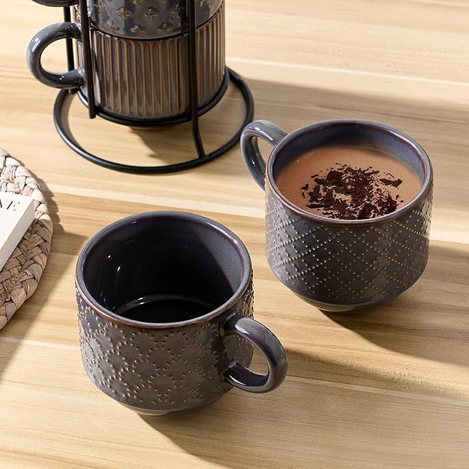 JIEMEI HOME Large Ceramic Coffee Mug Set of 4 - Image 6