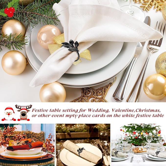 WILLBOND Leaf Napkin Rings Holders Fall Party Napkin Rings - Image 6