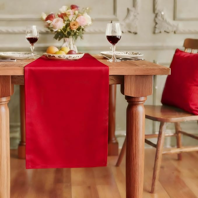 FOLINS&HOME Red Waterproof Decorative Table Runner 60 Inches Long | 210GSM by FOLINSHOME