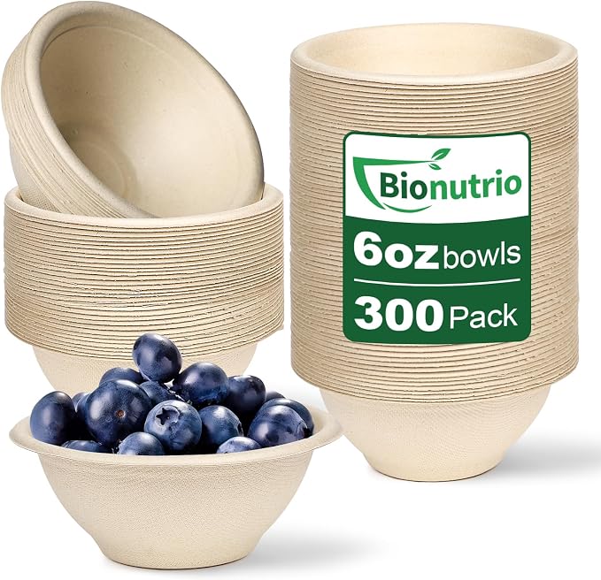 6 oz Small Disposable Bowls, 300 Pack Bulk Paper Bowls | Eco-friendly by HOME