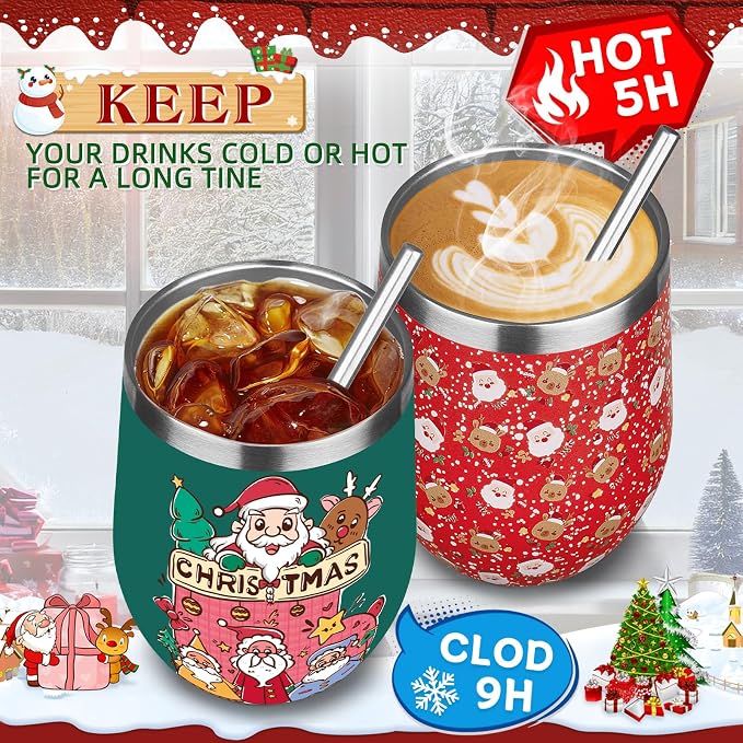 Christmas Wine Tumbler 12 oz Stainless Steel Wine Tumble Insulated Wine Tumbler - Image 4