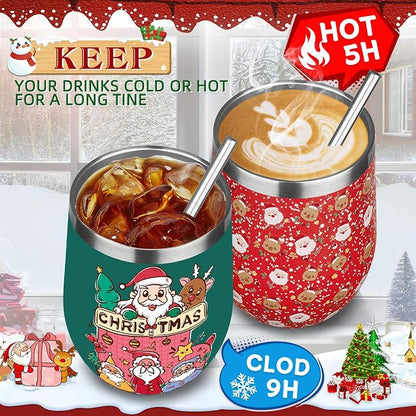 Christmas Wine Tumbler 12 oz Stainless Steel Wine Tumble Insulated Wine Tumbler - Image 4