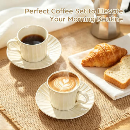 Ceramic Coffee Cup Set, 8 oz Cappuccino Cups - Image 8