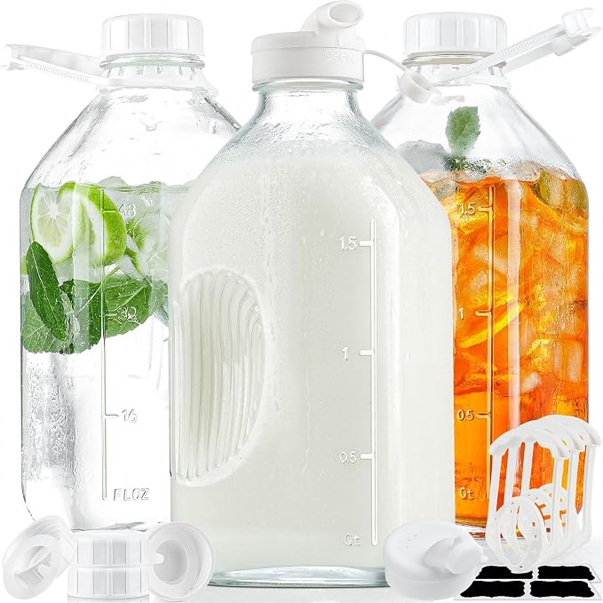 Syntic 3 Pack 64 Oz Glass Milk Bottles by Syntic