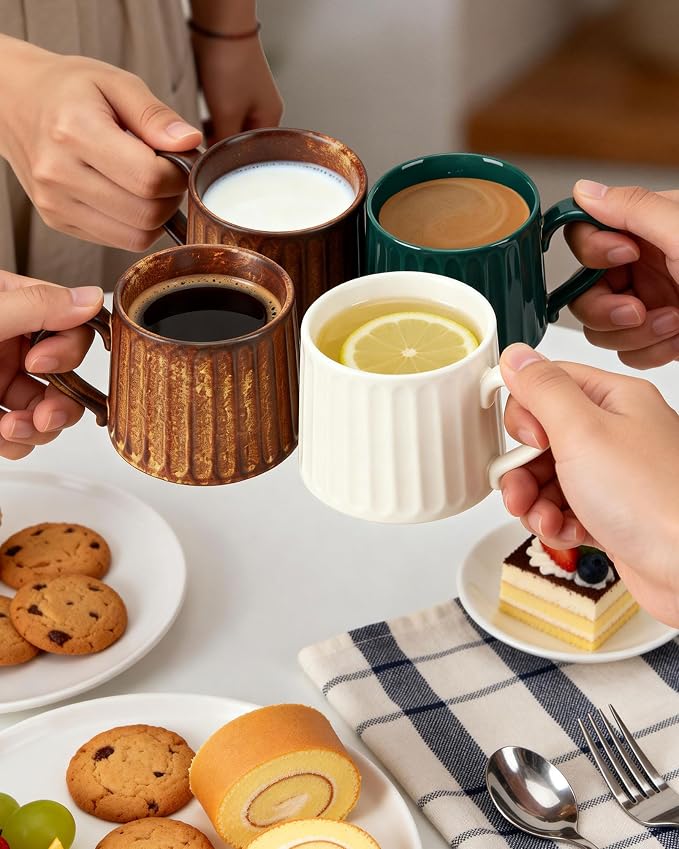 Ceramic Coffee Mug and Saucer Set-11.5 oz White Coffee Cup - Image 5