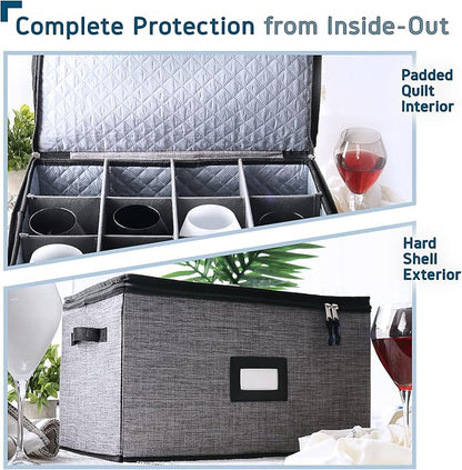 Wine Glass Storage Box with Dividers, 2 Pack Stackable Stemware Storage Cases - Image 5