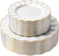 72PCS Pearl White Plastic Plates, Heavy Duty Disposable Party Plates with Gold Rim, 36 Dinner and 36 Dessert for Parties and Wedding