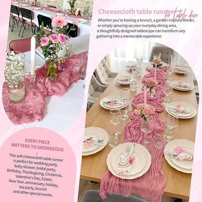 4 Pack Cheesecloth Table Runner 10FT Dusty Rose Table Runner Boho Gauze Cheese - Image 8
