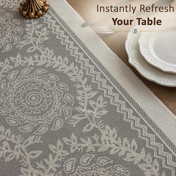 Farmhouse Boho Rustic Neutral Table Runner Decor - Image 2