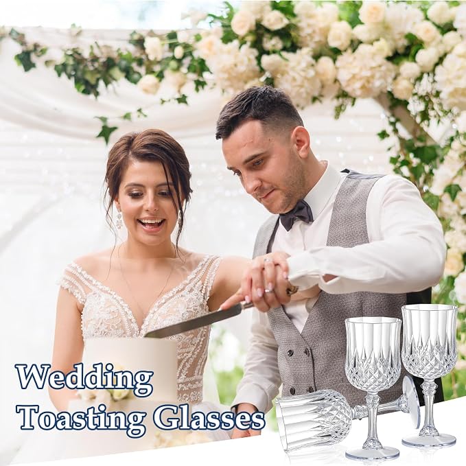 XUWAIDSGN 24 Pcs 7oz Plastic Vintage Wine Glasses Drinking Glasses Unbreakable - Image 6