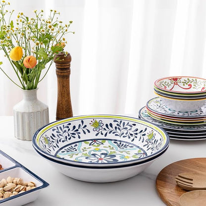Talavera Melamine Large Serving Bowl, 13.75" x 2.75" Mixing, Pasta Serving - Image 3