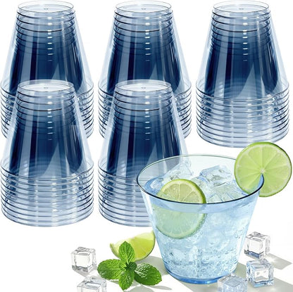 Glowserve 9 OZ Blue Disposable Plastic Cups Cocktail Cup 150 Pack | Fancy by glowserve