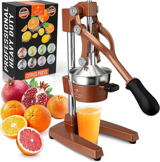 Zulay Kitchen Cast Iron Juicer - Easy-to-Clean Heavy-Duty Manual Juicer, Professional Citrus Juicer - Stainless Steel Lemon Squeezer - Manual Citrus Press & Orange Squeezer - Orange Juicer