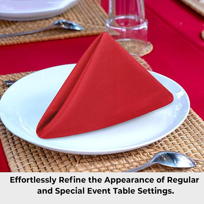 Urban Villa Cloth Napkins Set of 12 20x20 Inches 100% Cotton Napkins Cloth Washable Durable Reusable Absorbent Table Dinner Napkins Cloth for Christmas Parties Hotel Lunch Restaurant Weddings - Red