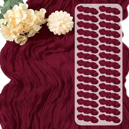 30 Pack Burgundy Cheesecloth Table Runner 17 x 108 inch Cheese Cloth Table by Yorcari