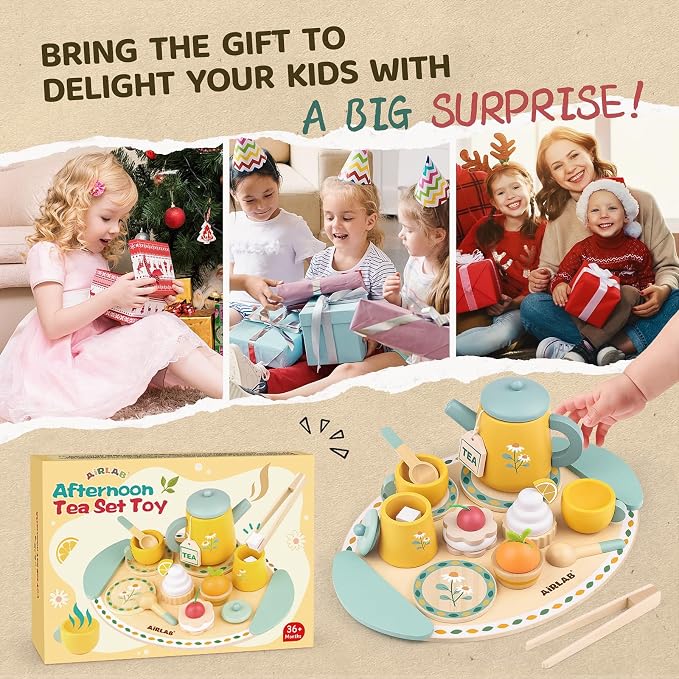 Tea Sets for 3-5 Girl Birthday Gift 3 Year Old Princess Party | Wooden Play - Image 8