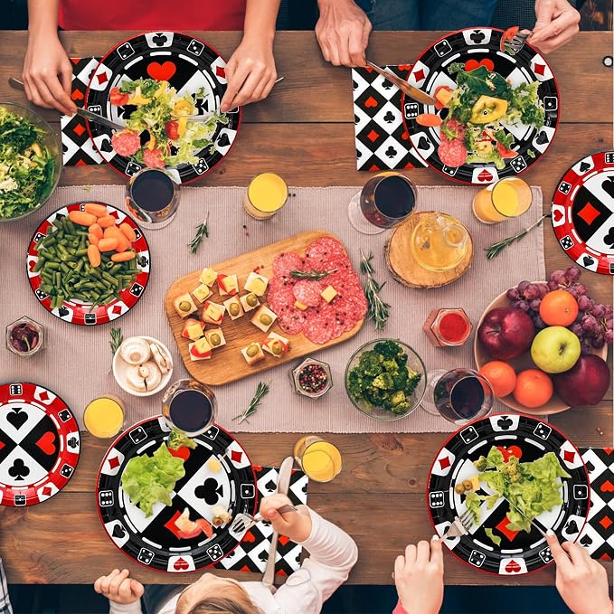 180PCS Casino Paper Plates and Napkins Party Supplies Serve 60 | Disposable - Image 5