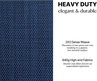 LEXMORE Placemats Set of 6 Vinyl/Plastic Woven Place Mats for Kitchen Table Indoor/Outdoor Washable Placemat Wipeable Dining Table Mats(Navy Blue)