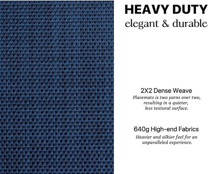LEXMORE Placemats Set of 8 Vinyl/Plastic Woven Place Mats for Kitchen Table Indoor/Outdoor Washable Placemat Wipeable Dining Table Mats(Navy Blue)