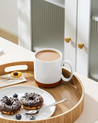 MALACASA 16oz Ceramic Coffee Mugs Set of 4, Stackable Coffee Cups - Image 9
