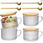 Vintage Coffee Mugs 4pcs Set, 14 Oz Glass Coffee Cups Gifts by Xigugo