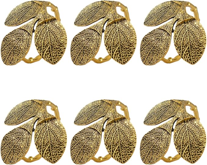 Gold Leaves Napkin Rings for Wedding Party and Daily Use, holiday table by Joyindecor