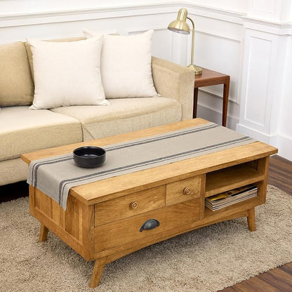 Solino Home 100% Pure Linen Table Runner, 14 x 48 in, French Stripe | Table by SolinoHome