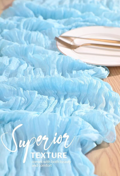 4 Pack Cheesecloth Table Runner 10FT Baby Blue Table Runner Light Blue Boho - Image 4