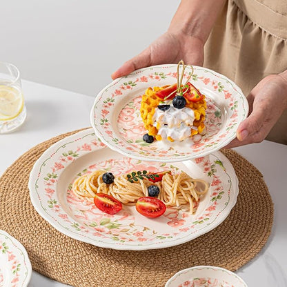 16-Piece Dinnerware Set for 4, Ceramic Plates and Bowls Sets, Microwave & - Image 7