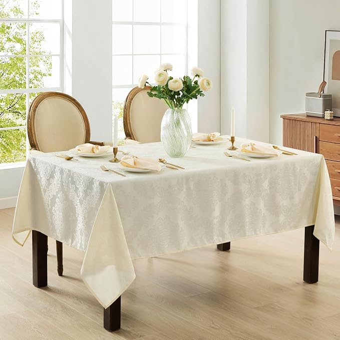 Newbridge Barcelona Luxury Damask Fabric Tablecloth, 70” Extra Wide x 168” - Image 8