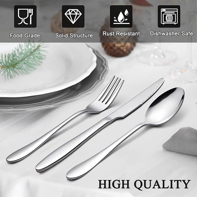 LIANYU Silverware Flatware Set for 8, 40 Piece Stainless Steel Cutlery Set | - Image 2