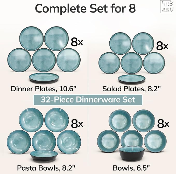 32 Piece Stoneware Dinnerware Set - Image 6