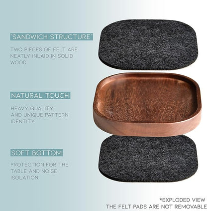 Wood Coaster for Drinks, Set of 6, Squircles Absorbent and Insulation Felt Stackable Cup Holders, Coasters for Wooden Table, Designed by S1EGAN