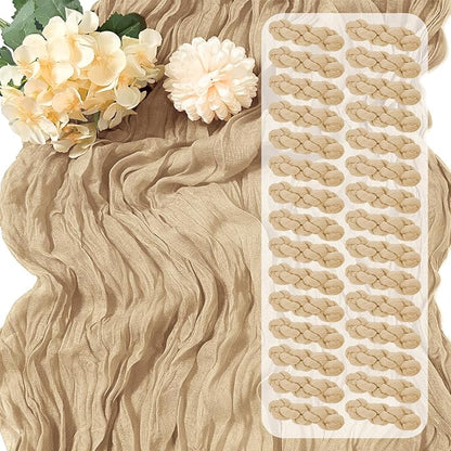 30 Pack Beige Cheesecloth Table Runner 17 x 108 inch Cheese Cloth Table Runners by Yorcari