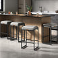 VASAGLE EKHO Collection - Bar Stools Set of 4, Counter Height Bar Stools, Synthetic Leather with Stitching, Mid-Century Modern Counter Stools, 26-Inch Tall, Kichen Home Bar Dining Room, Dove Gray