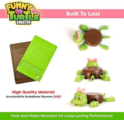 Funny Turtle Coaster, Cute Turtle with Pink Bow & Funny Face Expression,Turtle Cup Holder, Coaster for Desk & Home Decor, Gag Gift for Tortoise Lovers